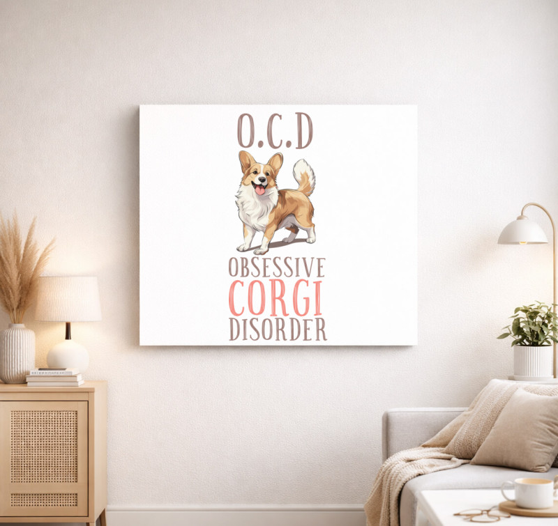 Corgi OCD vászonkép — Fehér