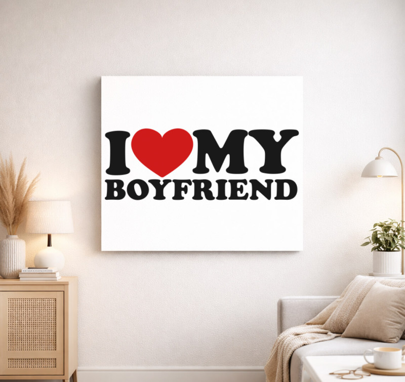 I love my boyfriend vászonkép — Fehér