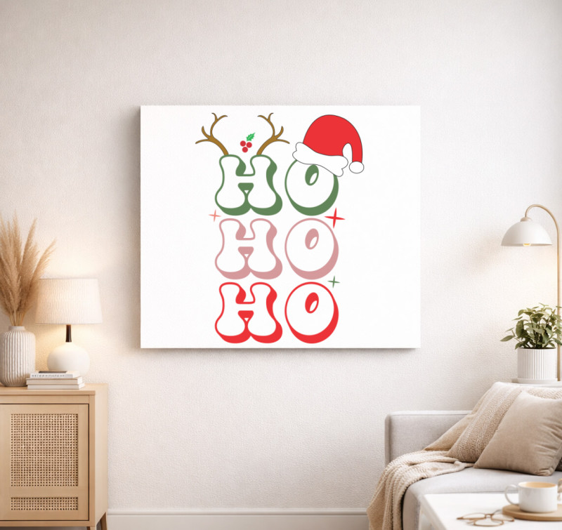 Ho ho ho karácsony vászonkép — Fehér