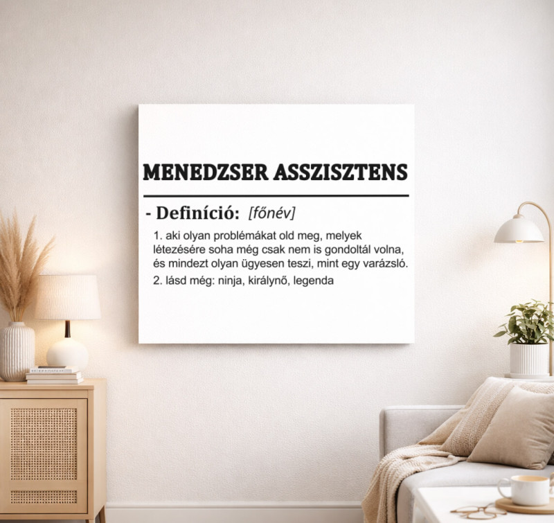 Menedzser assisztens vászonkép — Fehér