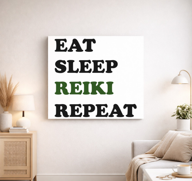 Reiki repeat vászonkép — Fehér