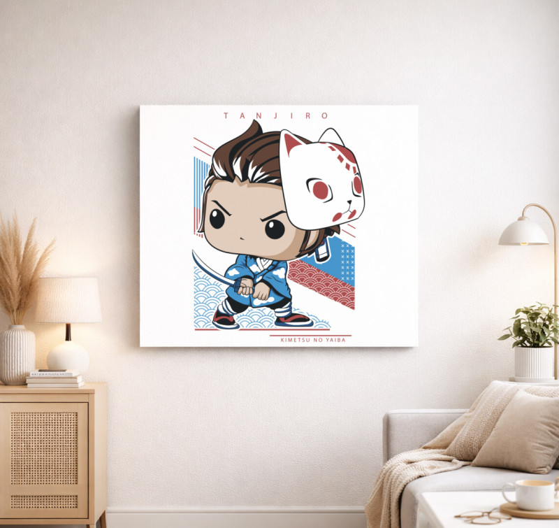 Demon Slayer - Tanjiro chibi vászonkép — Fehér
