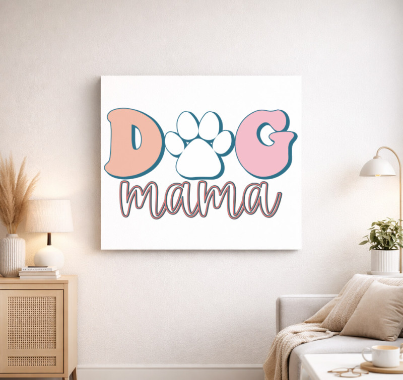 Dog Mama pasztell vászonkép — Fehér