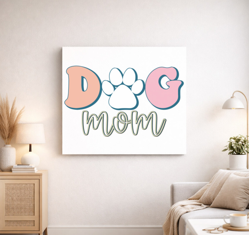 Dog Mom pasztell vászonkép — Fehér