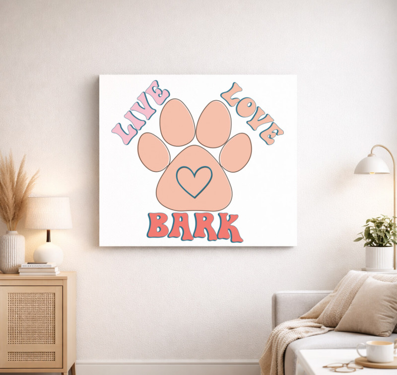 Live Love Bark vászonkép — Fehér