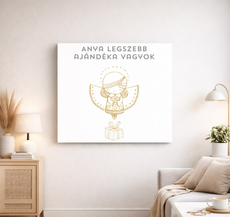 Anya legszebb ajándéka vászonkép — Fehér