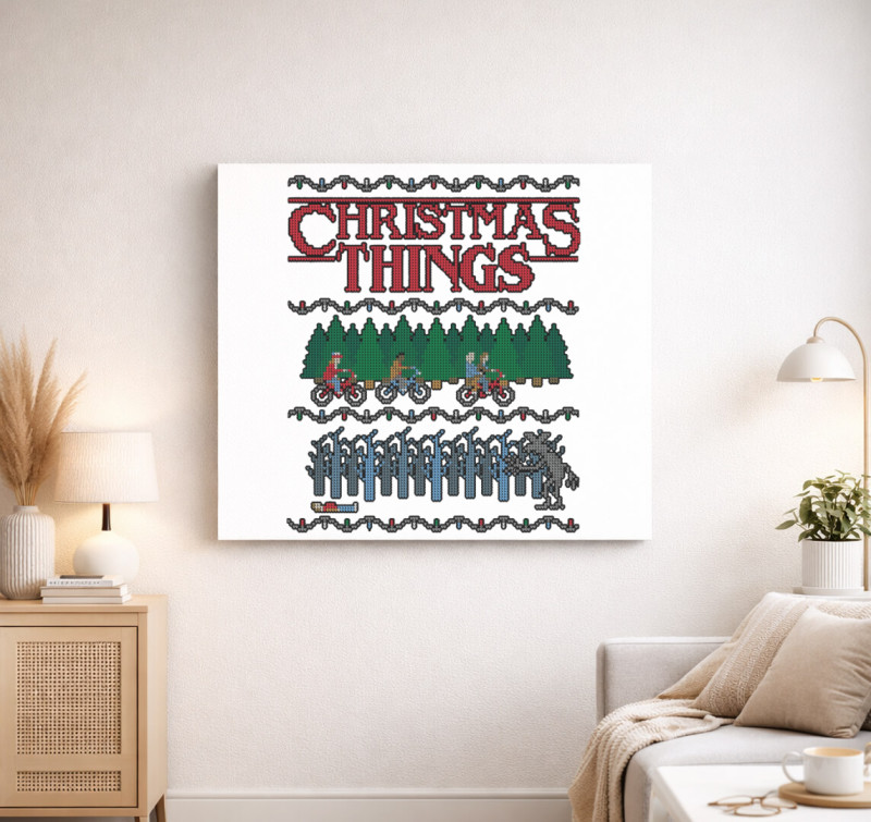 Christmas Things - Stranger Things vászonkép — Fehér