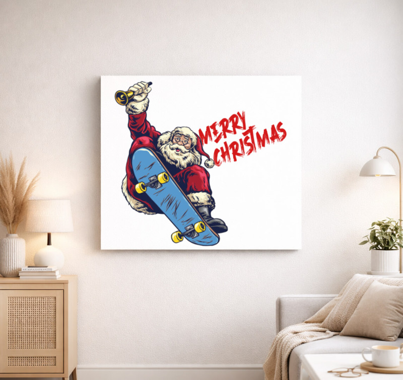 Skater Mikulás vászonkép  — Fehér