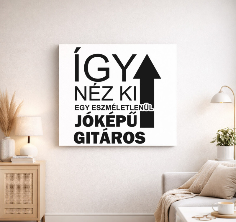 Így néz ki egy eszméletlenül jóképű gitáros vászonkép — Fehér