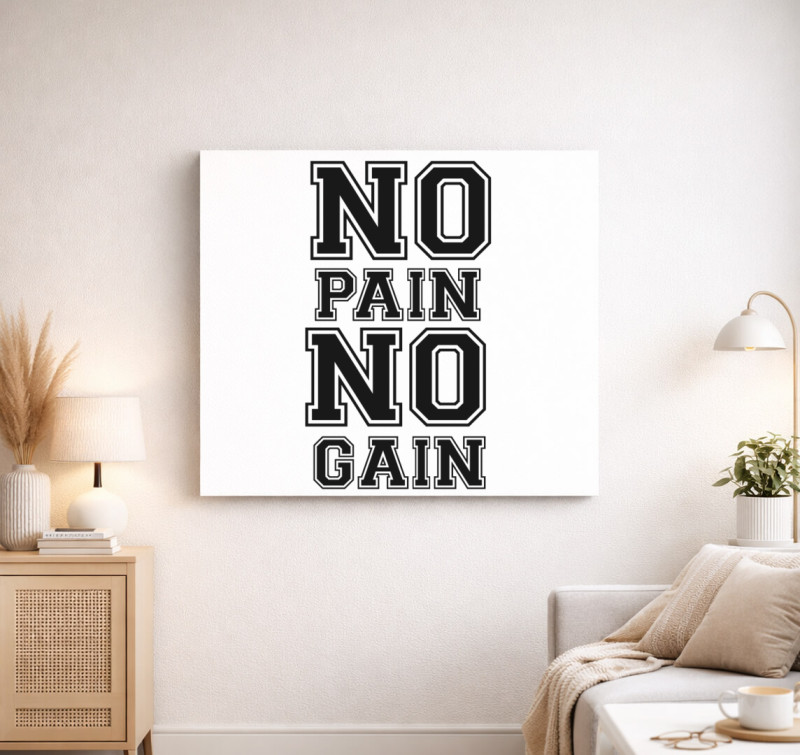 No pain no gain vászonkép — Fehér