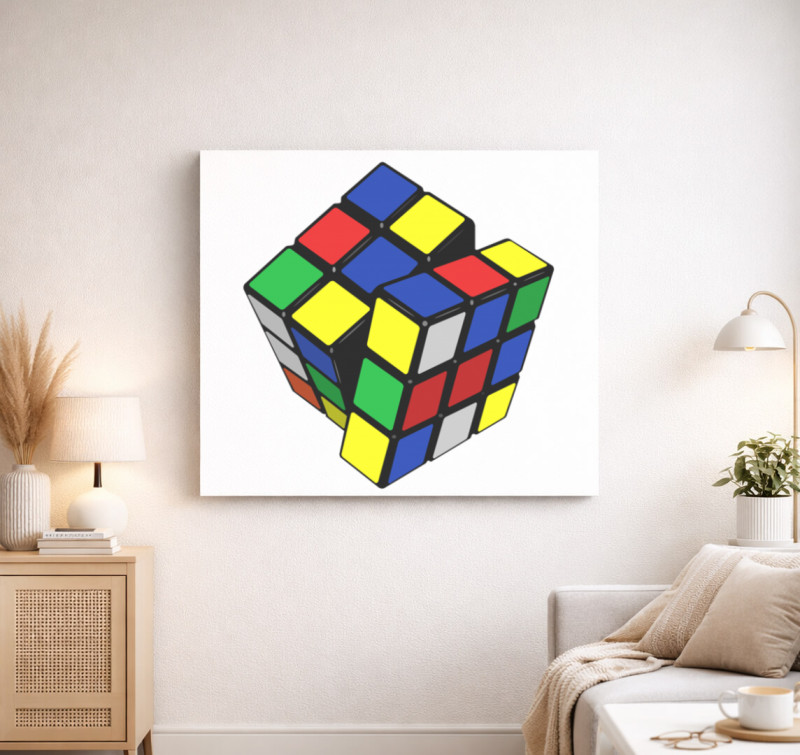 Rubik kockás vászonkép — Fehér