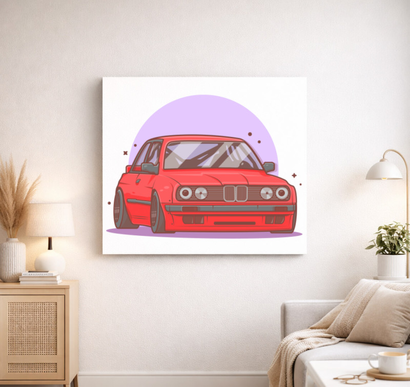 BMW E30 art vászonkép — Fehér