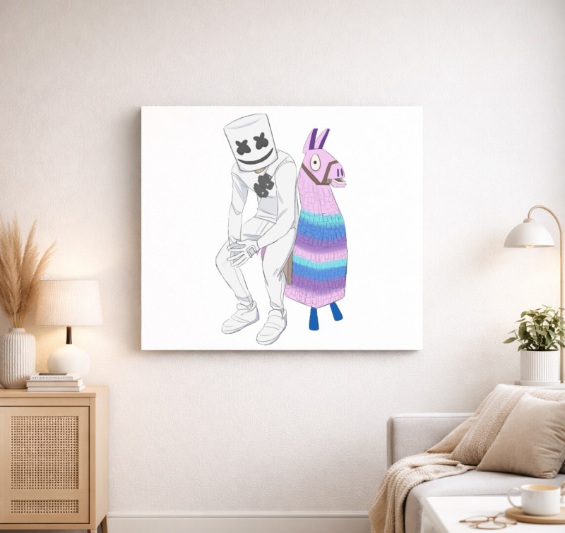 Fortnite Marshmello vászonkép — Fehér