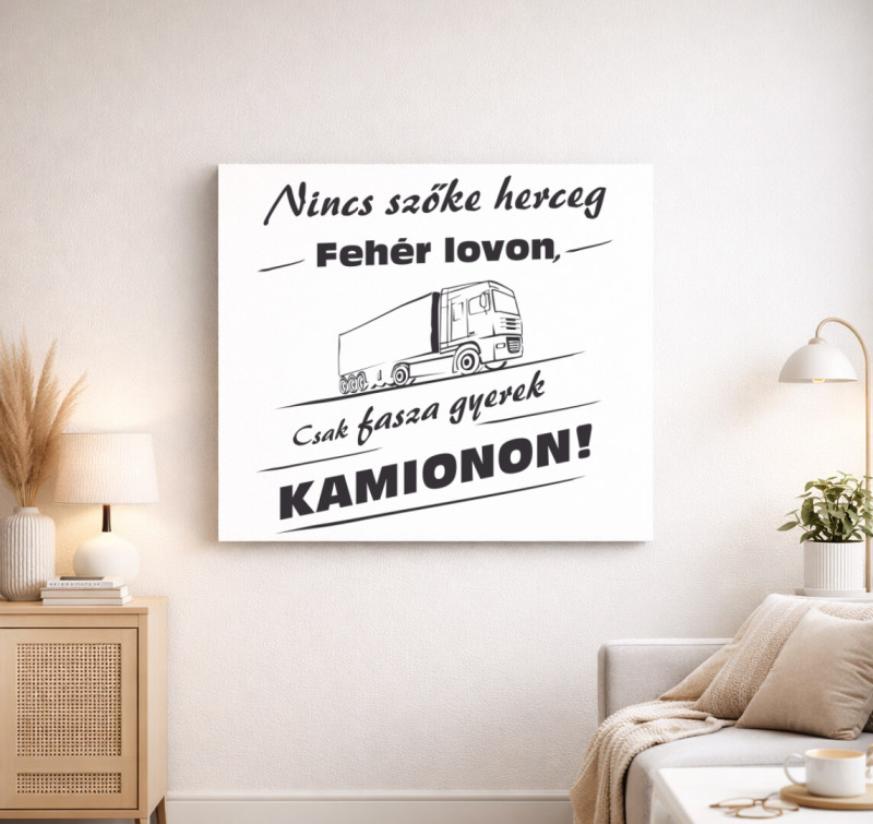 Kamion sofőr vászonkép — Fehér