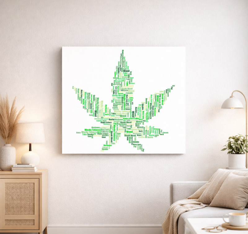 Cannabisos vászonkép — Fehér