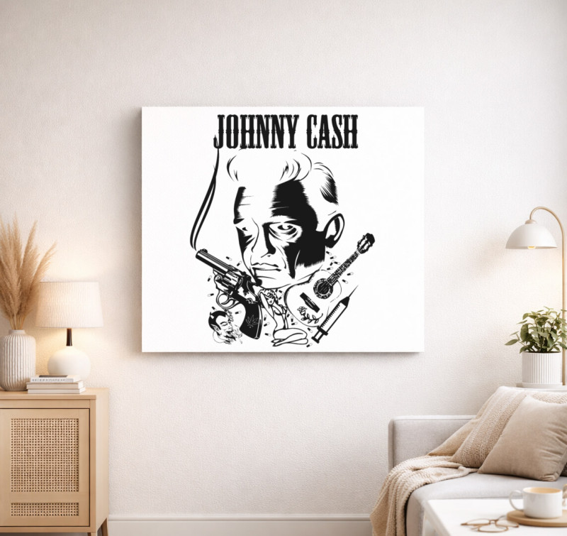 Johnny cash vászonkép — Fehér