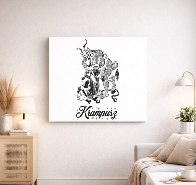 Krampuszos vászonkép — Fehér