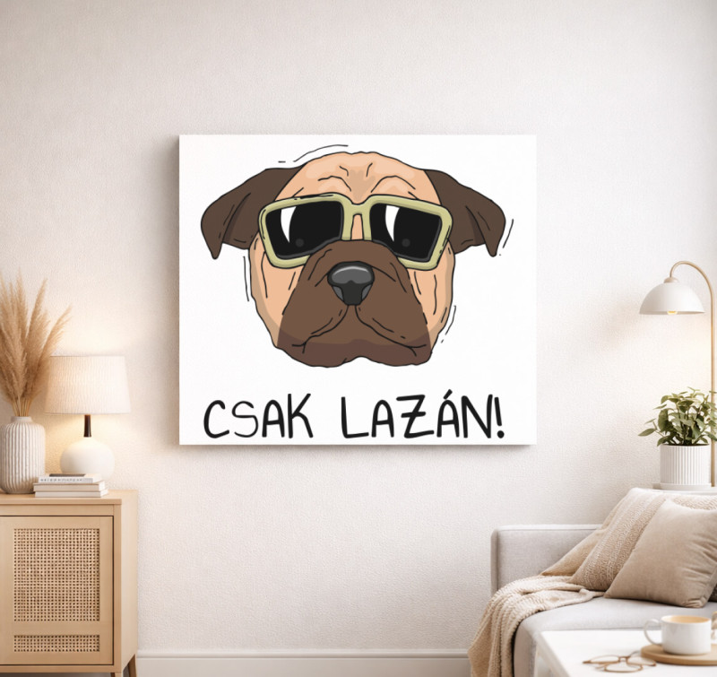 Laza kutya vászonkép — Fehér
