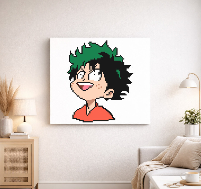 My Hero Academia - Pixel Deku vászonkép — Fehér