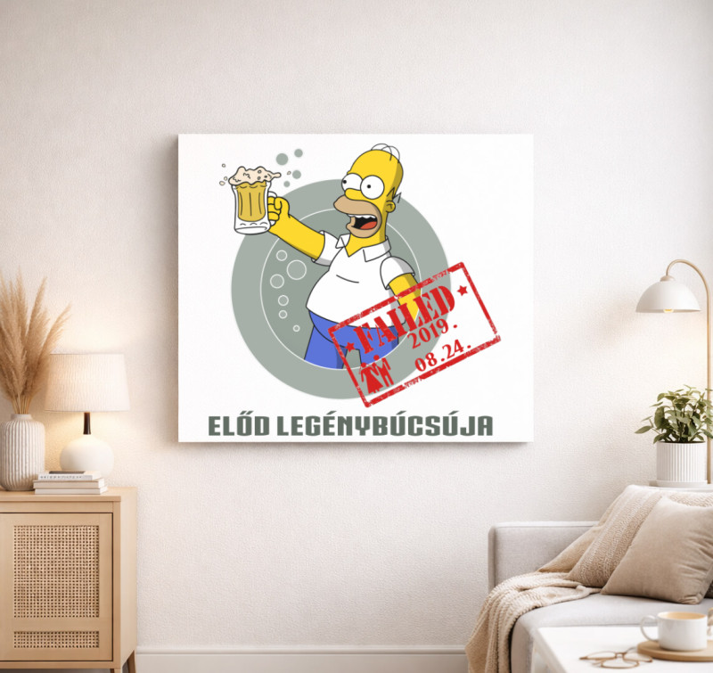 Homer Simpson legénybúcsús vászonkép — Fehér