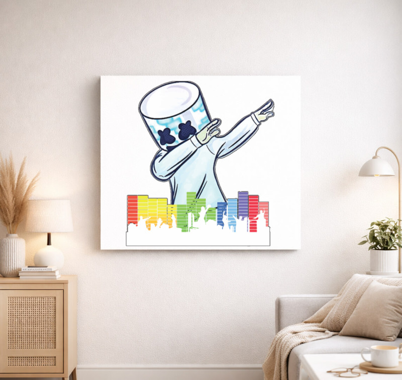 Marshmello dab vászonkép — Fehér
