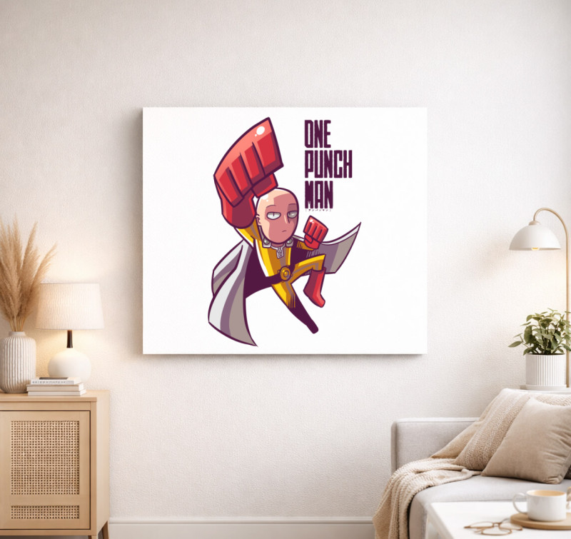 One Punch Man Chibi vászonkép — Fehér
