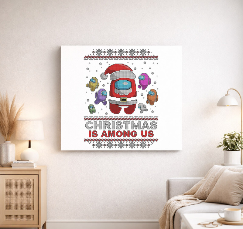 Among Us karácsonyi vászonkép — Fehér