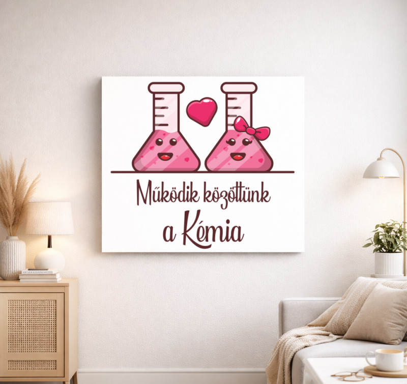 Kémcsöves Valentin napi vászonkép — Fehér