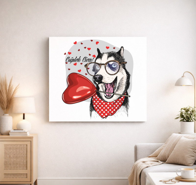 Huskys Valentin napi vászonkép — Fehér
