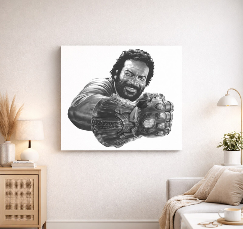 Bud Spencer Végtelen kesztyűs vászonkép — Fehér