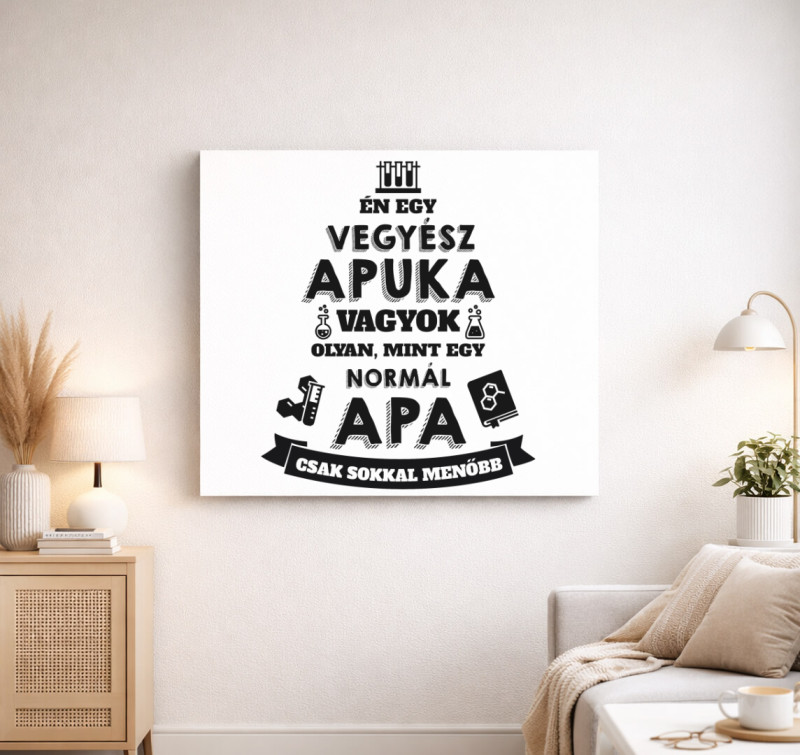 Vegyész apuka vászonkép — Fehér