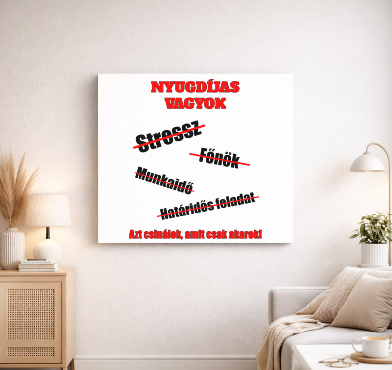 Nyugdíjas vászonkép — Fehér