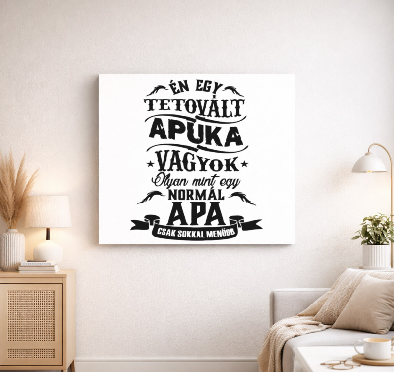 Tetovált apuka vászonkép — Fehér