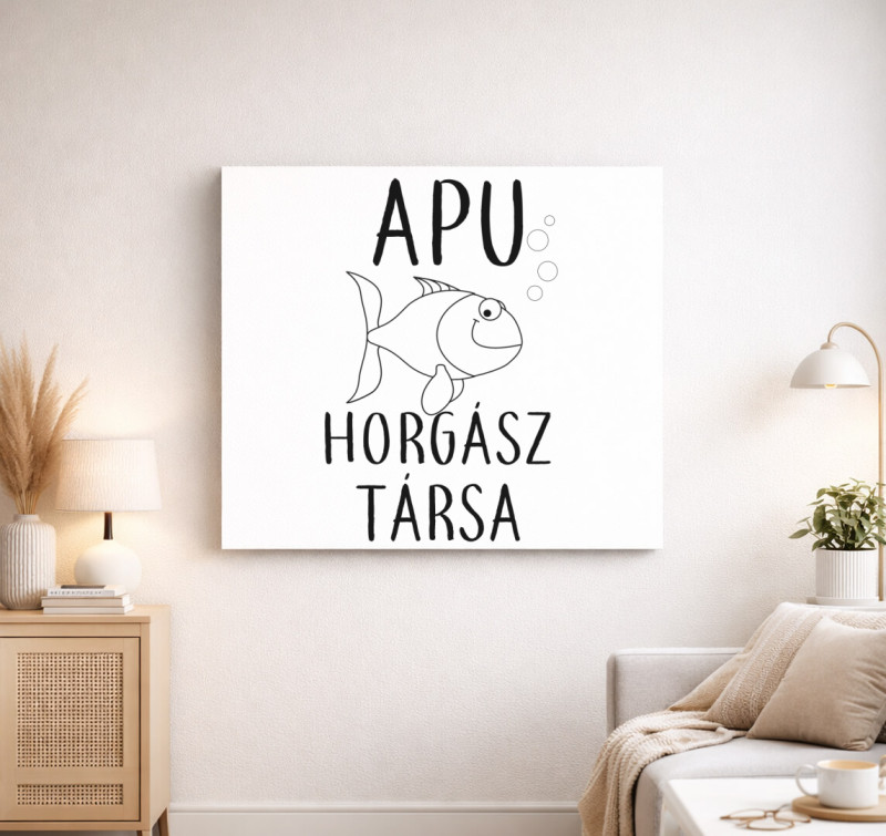 Apu horgász társa-gyerek vászonkép — Fehér