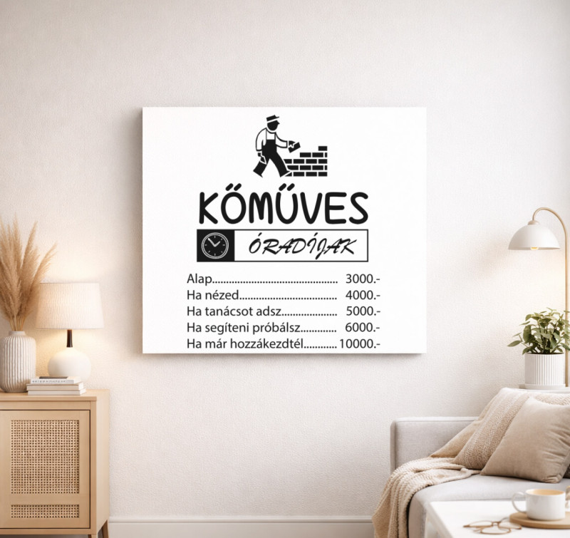 Kőműves vászonkép — Fehér