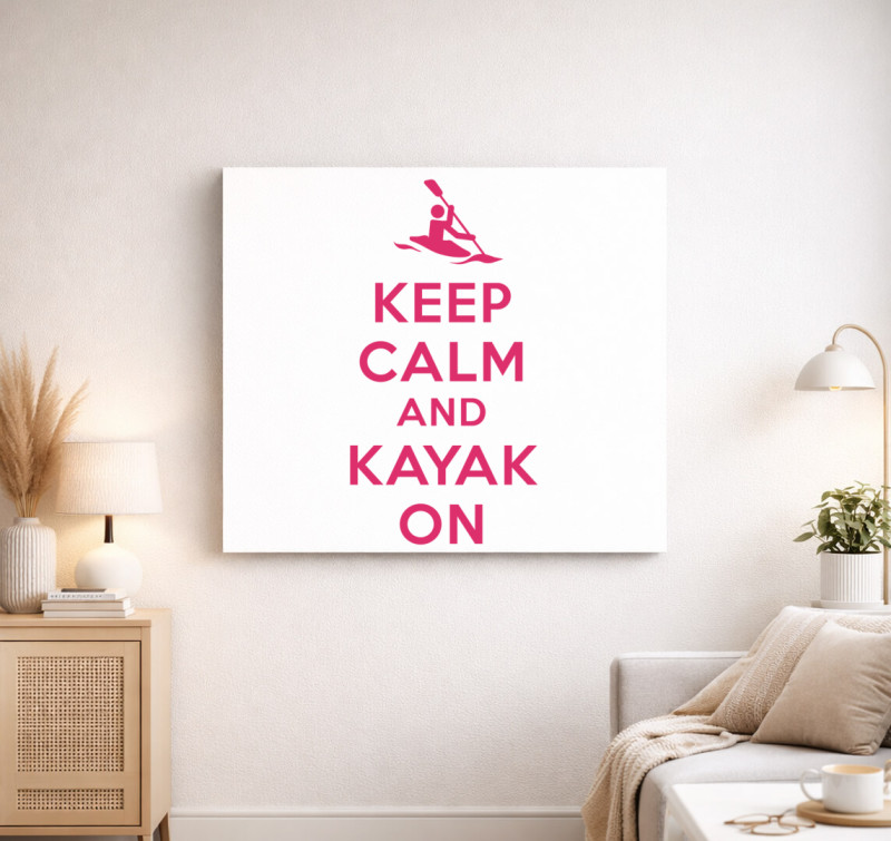 Keep calm keep kayak ON vászonkép — Fehér