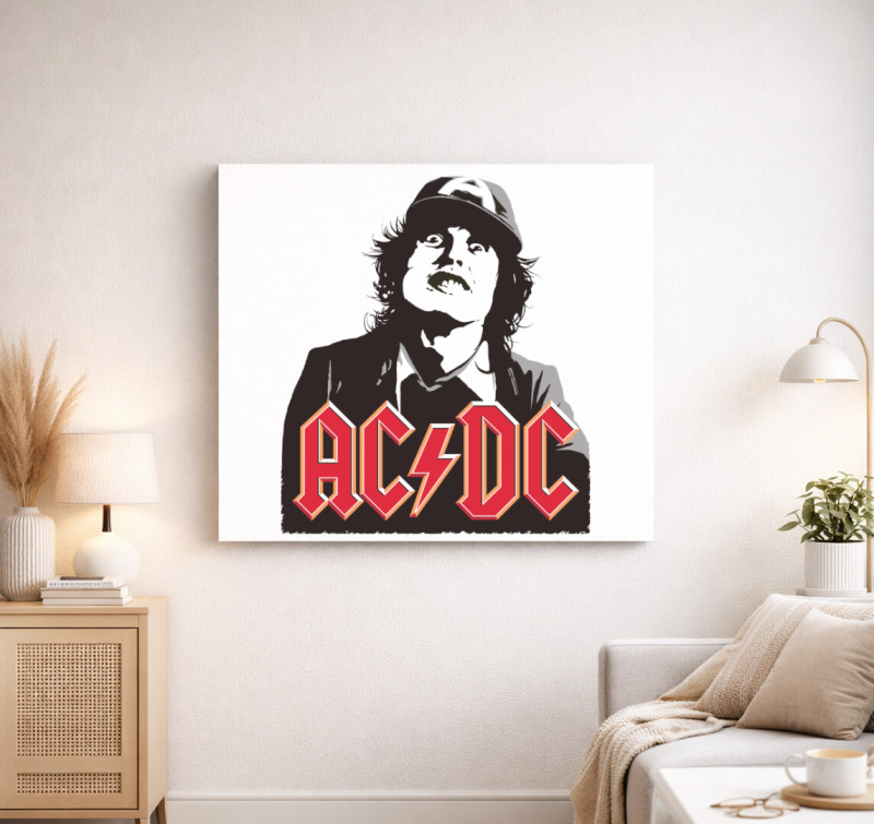 ACDC - Angus Young Face vászonkép — Fehér