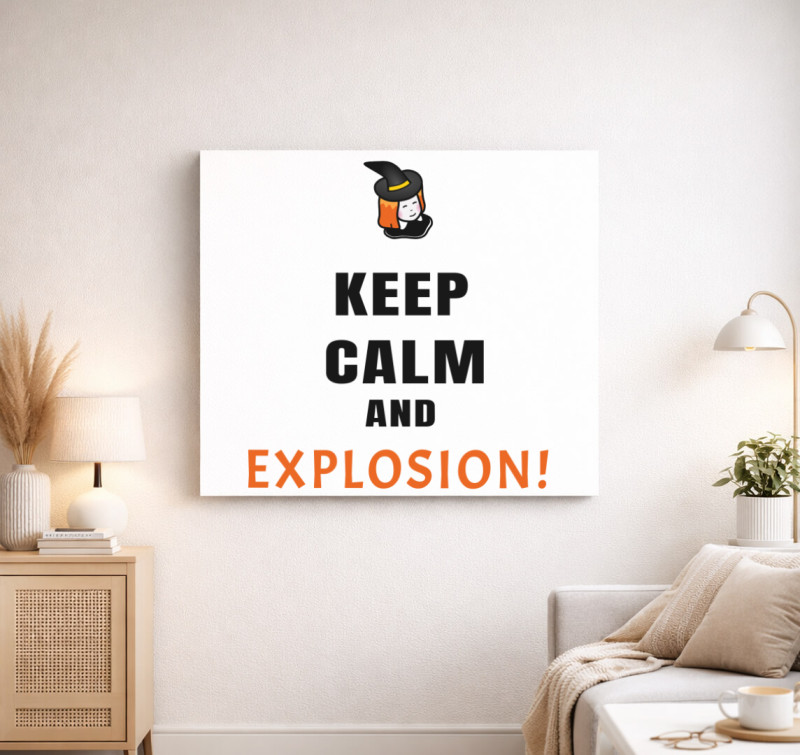 Keep calm and explosion vászonkép — Fehér