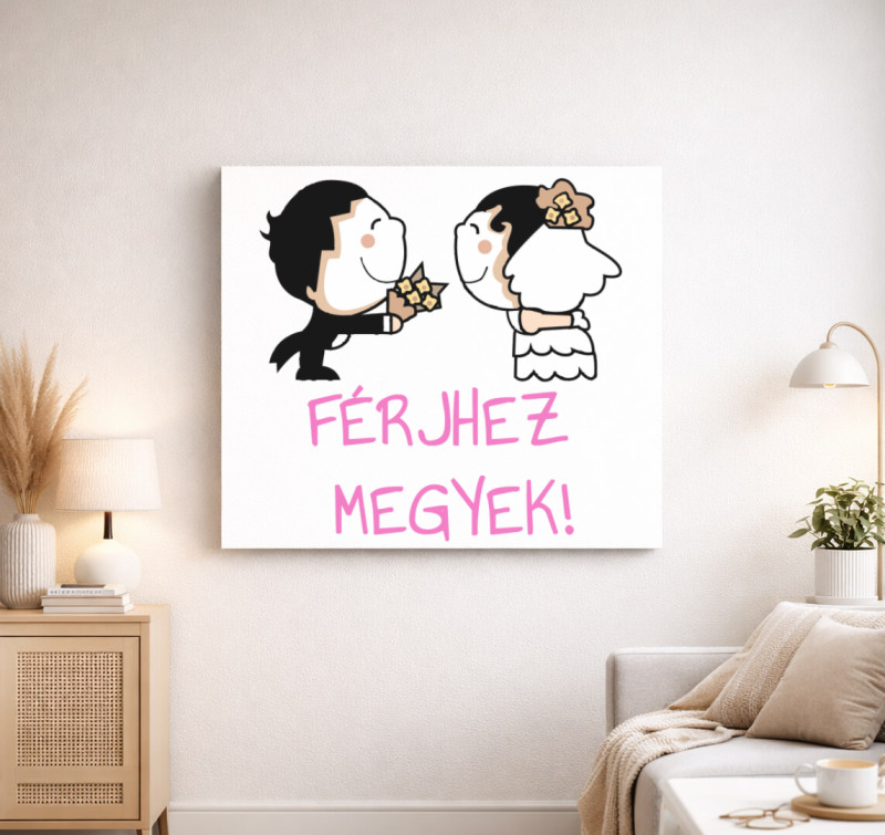 Férjhez megyek lánybúcsús vászonkép — Fehér