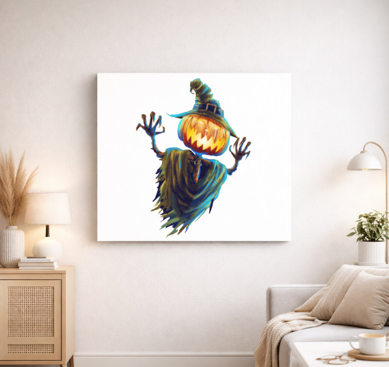 Madárijesztő halloween vászonkép — Fehér