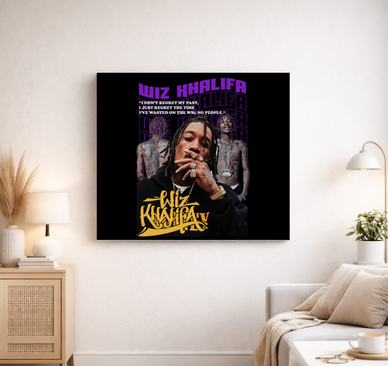 Wiz Khalifa portré vászonkép — Fekete
