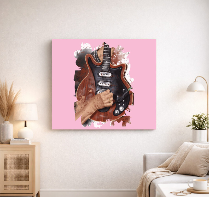 Brian May Red Special gitár vászonkép — Rózsaszín