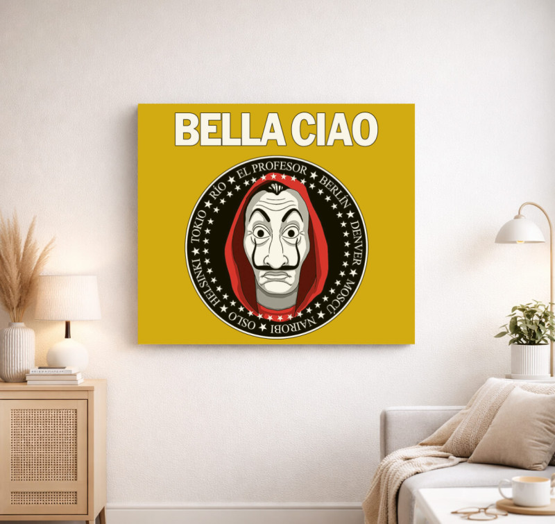 Ciao Bella - Money Heist vászonkép — Sárga