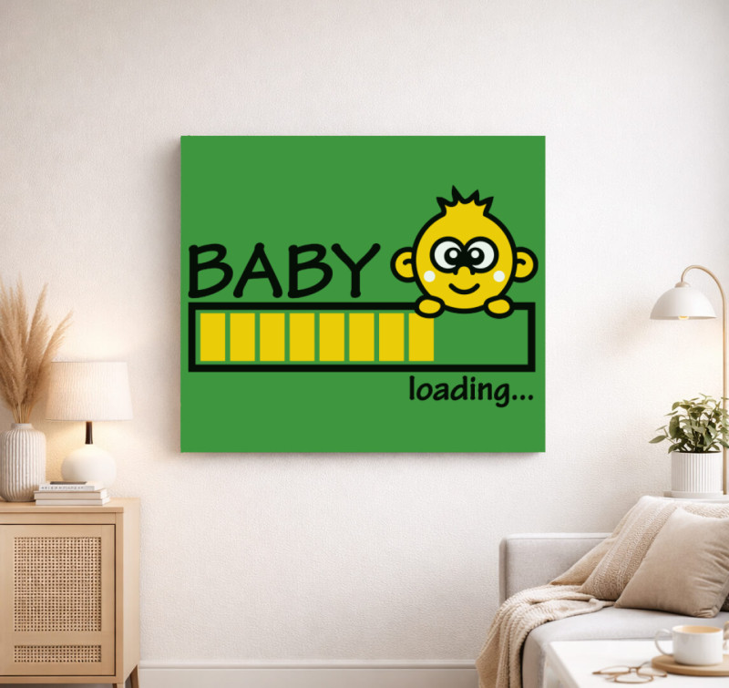 Baby loading sárga vászonkép — Zöld