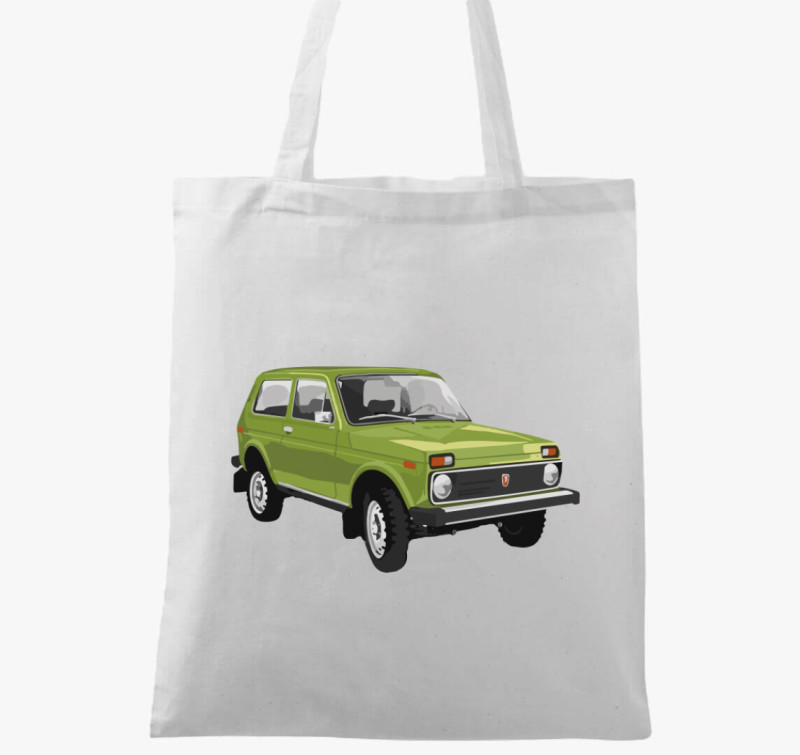 Zöld Lada Niva vászontáska — Fehér