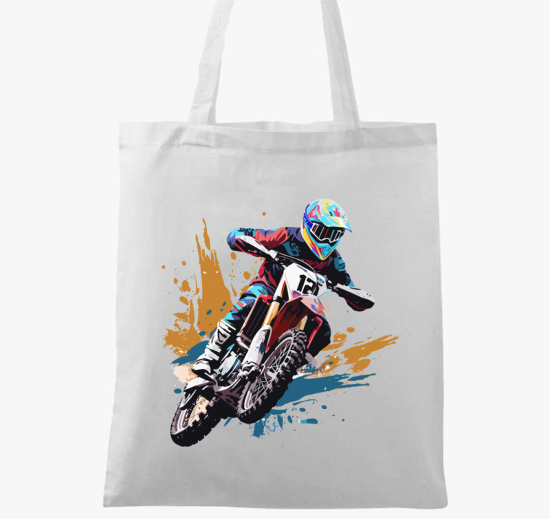 Szines motoros vászontáska — Fehér