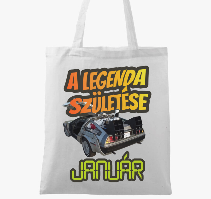 A legenda születése vissza a jövőbe január születésnap vászontáska — Fehér