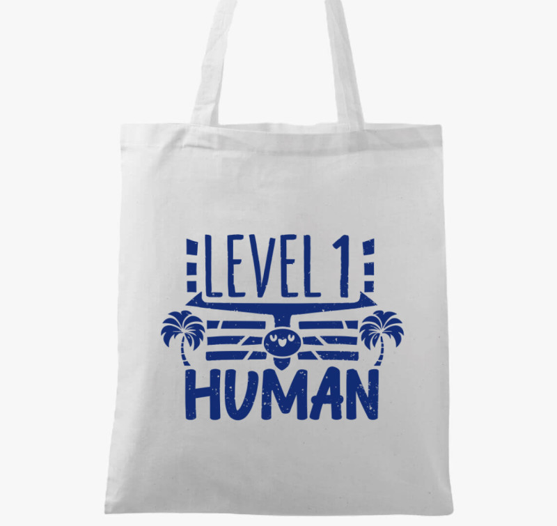 Level 1 Human kék vászontáska — Fehér