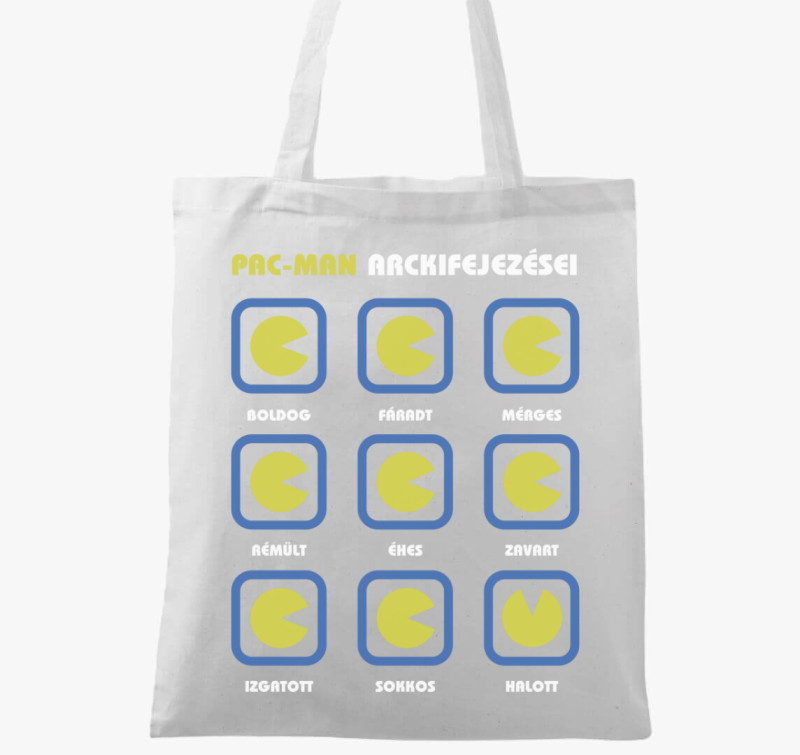 Pack man arckifejezései vicces vászontáska — Fehér