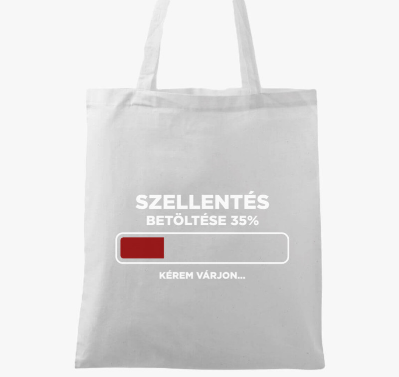 Szellentős Fingós  vicces vászontáska — Fehér